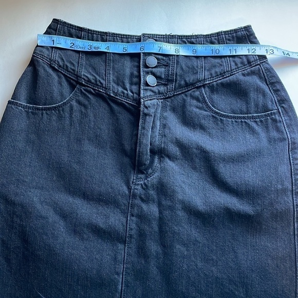 Hollister High Waist Denim Skirt 26 Black Jean 3 Frayed Faded Distressed Mini - Picture 12 of 13